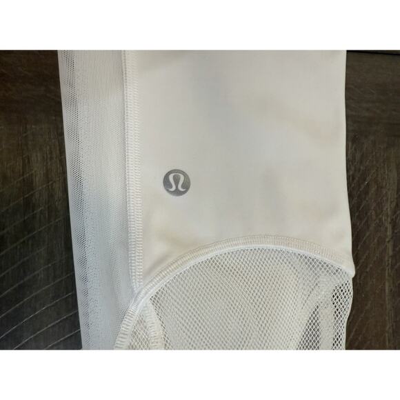 Lululemon Leggings White Clear the Court Tight 28" Size 4 Mesh Vented Logo Pant - Picture 11 of 16